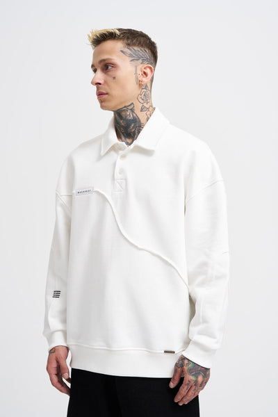 Distressed Stitch Polo Sweatshirt