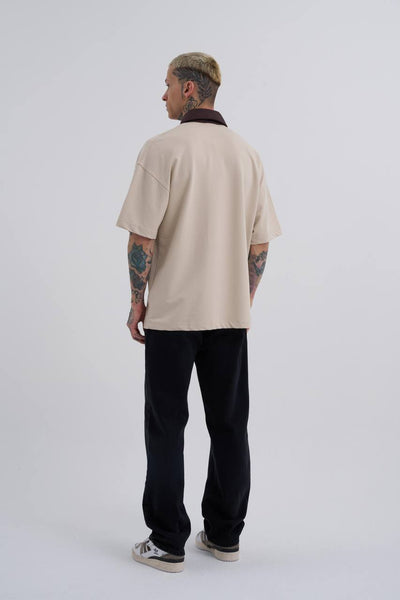 Beige CONTRAST POCKET POLO