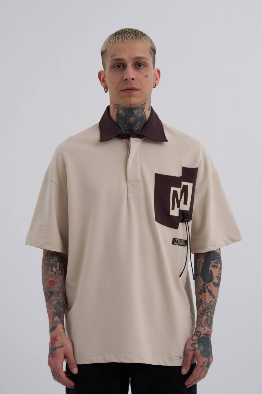 Beige CONTRAST POCKET POLO