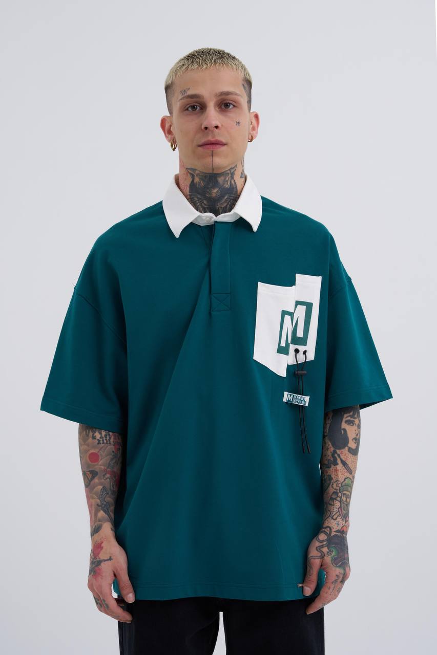 Green CONTRAST POCKET POLO