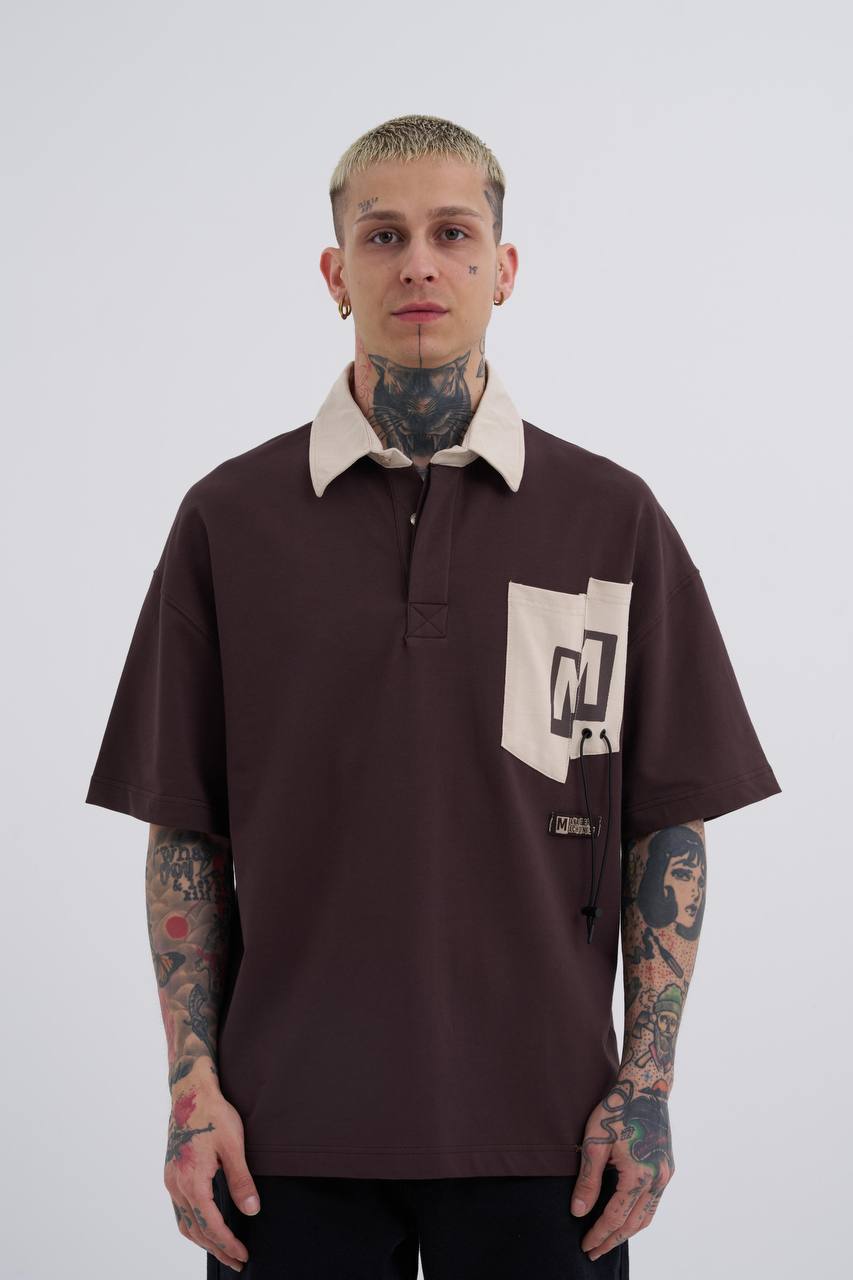 Brown CONTRAST POCKET POLO