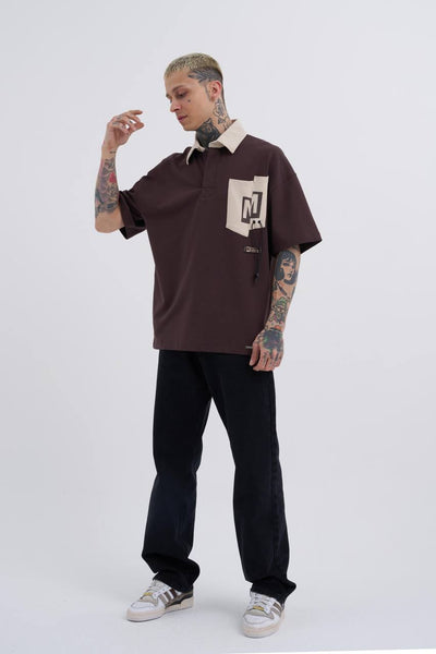 Brown CONTRAST POCKET POLO